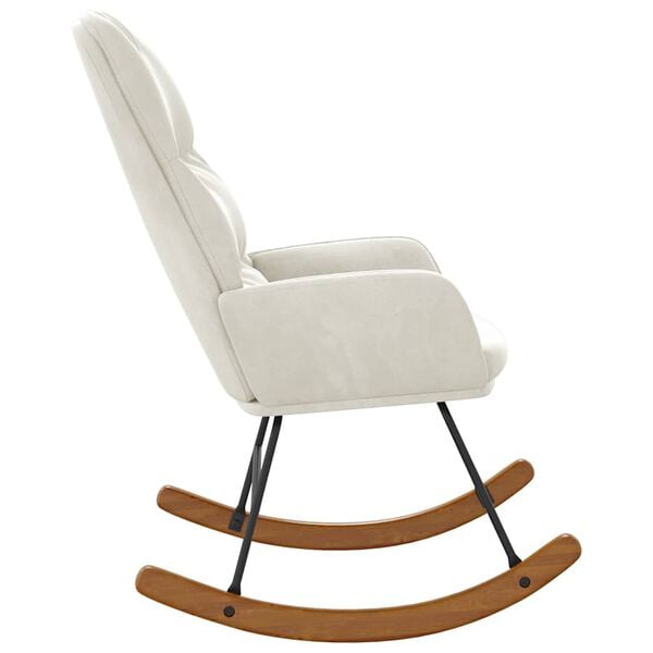 vidaXL Fotel bujany, kremowy, tapicerowany aksamitem