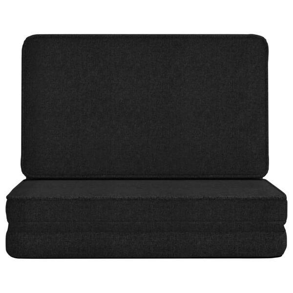 vidaXL Składane krzesło podłogowe, czarne, obite tkaniną