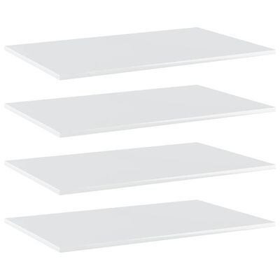 vidaXL Półki na książki, 4 szt., wysoki połysk, białe, 80x50x1,5 cm