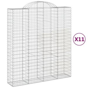 vidaXL Kosze gabionowe, 11 szt, 200x50x220/240cm, galwanizowane żelazo