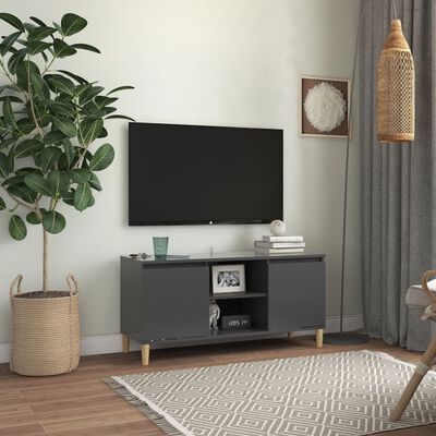 vidaXL Szafka TV z drewnianymi nóżkami, szara, 103,5x35x50 cm
