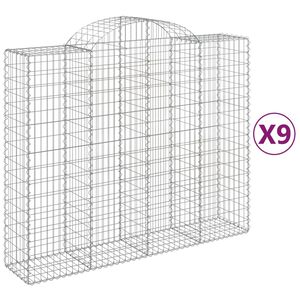 vidaXL Kosze gabionowe, 9 szt, 200x50x160/180 cm, galwanizowane żelazo