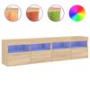 vidaXL Ścienne szafki TV z LED, 2 szt., dąb sonoma, 80x30x40 cm