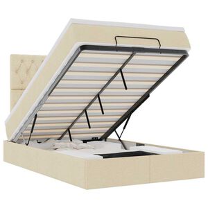 vidaXL Rama ł&oacute;żka otomana z materacem, kremowa, 120x190 cm, tkanina