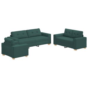 vidaXL Sofa 3 pcs Ciemna zieleń 221 x 80 x 80 cm Tkanina lniana