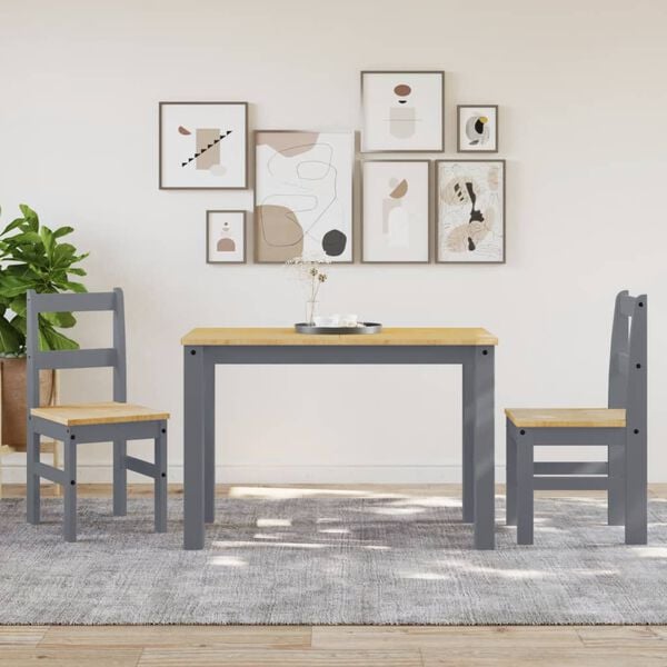 vidaXL Krzesła stołowe Panama, 2 szt., szare, 40x46x90 cm, sosnowe