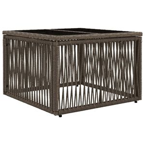 vidaXL St&oacute;ł Ogrodowy Szary i czarny 55 x 55 x 37 cm Rattan PE i Szkło