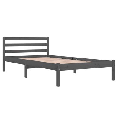 vidaXL Rama łóżka, lite drewno sosnowe, 100x200 cm, szare