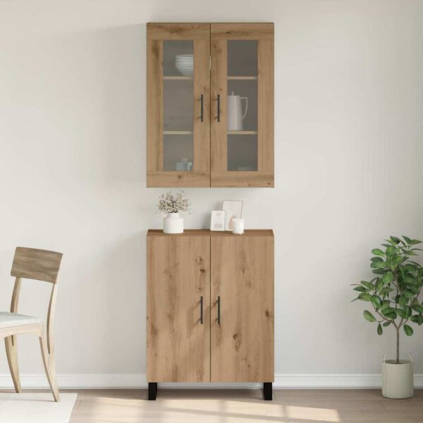 vidaXL Highboard 2 pcs dąb artisan Materiał drewnopochodny