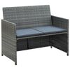 vidaXL 2-osobowa sofa ogrodowa z poduszkami, polirattan, szara