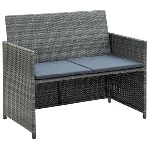 vidaXL 2-osobowa sofa ogrodowa z poduszkami, polirattan, szara