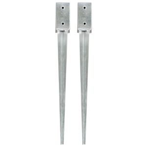 vidaXL Kołki gruntowe, 2 szt., srebrne, 7x7x75 cm, stal galwanizowana