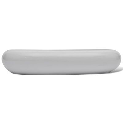 vidaXL Umywalka z baterią mieszającą, ceramiczna, owalna, biała