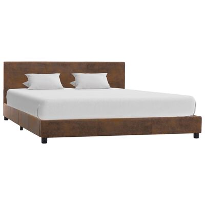 vidaXL Rama łóżka, brązowa, sztuczna skóra zamszowa, 140 x 200 cm