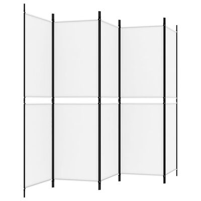 vidaXL Parawan 5-panelowy, biały, 250 x 180 cm, tkanina