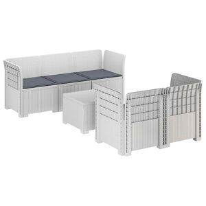 vidaXL 5-osobowa sofa ogrodowa z poduszkami w stylu rattanowym PP