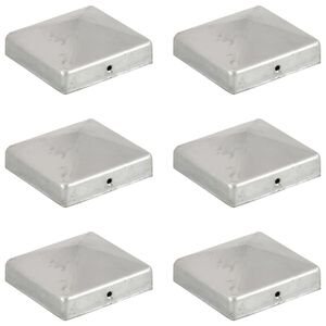 vidaXL Zatyczki na słupki, 6 szt., galwanizowany metal, 81x81 mm