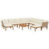 vidaXL 11 pcs Solidne drewno akacjowe i lina naturalny