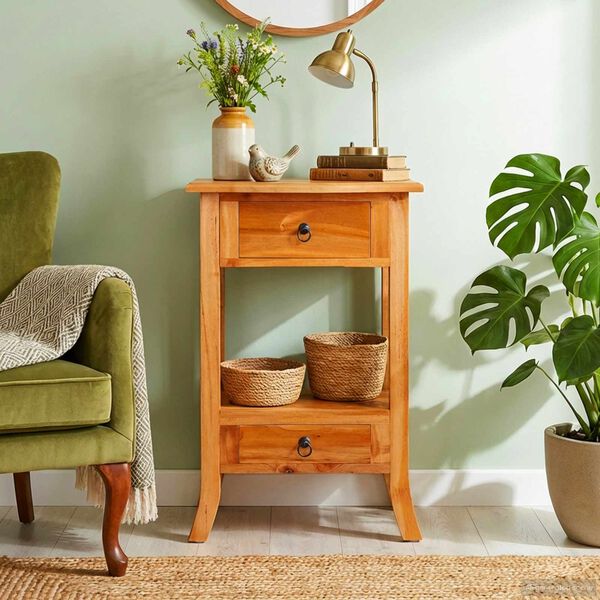 vidaXL Konsola Naturalny 50,5 x 30 x 75,5 cm Lite drewno mahoniowe