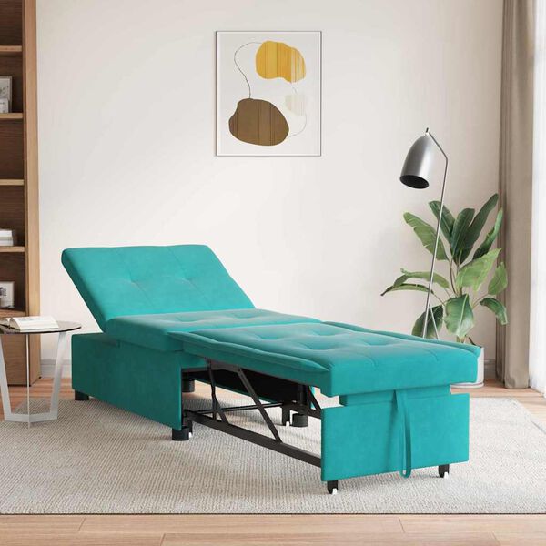vidaXL Sofa Bed Turkusowy 194 x 67 x 82 cm Aksamit