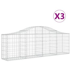 vidaXL Kosze gabionowe, 3 szt, 200x30x60/80 cm, galwanizowane żelazo