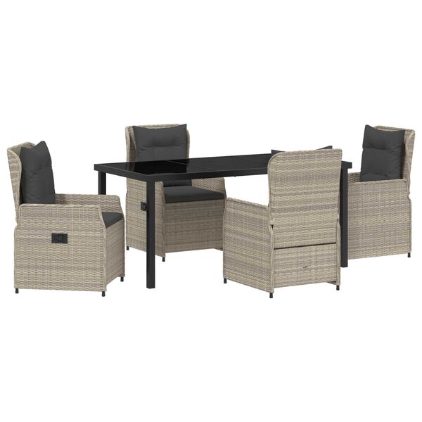 vidaXL Zestaw do jadalni w ogrodzie 5 pcs Jasnoszary polirattan