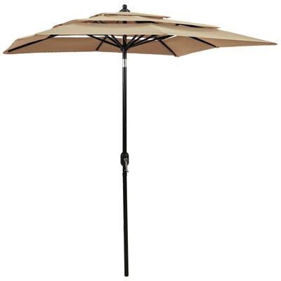 vidaXL 3-poziomowy parasol na aluminiowym słupku, kolor taupe, 2x2 m