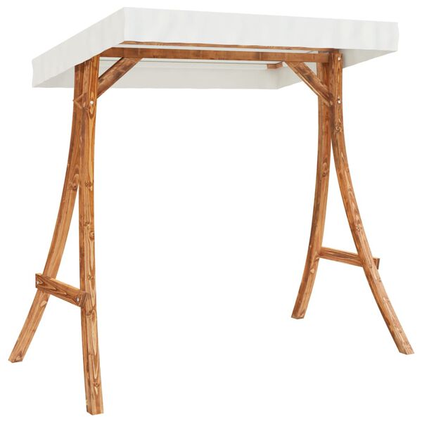 vidaXL Rama do huśtawki, kremowe zadaszenie, gięte drewno, kolor teku