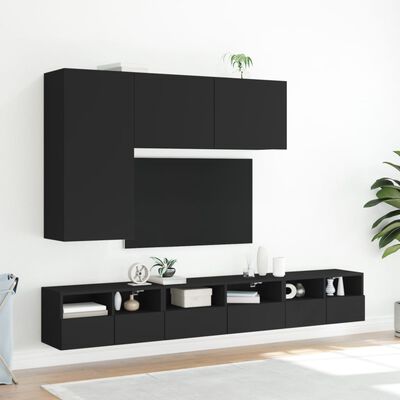 vidaXL Ścienna szafka TV, czarna, 60x30x30 cm, materiał drewnopochodny