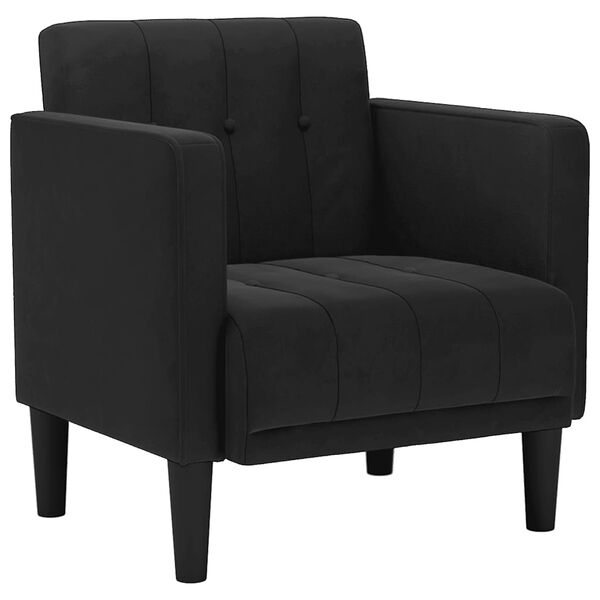 vidaXL Sofa Fotel z Podłokietnikami Czarny 53 cm Aksamit