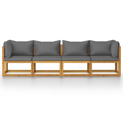 vidaXL 4-osobowa sofa ogrodowa z poduszkami, lite drewno akacjowe