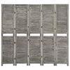 vidaXL Parawan 5-panelowy, szary, 179 x 166 cm, lite drewno