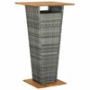 vidaXL Stolik barowy, szary, 60x60x110 cm, rattan PE i lita akacja