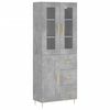 vidaXL Witrynka, szarość betonu 69,5x34x180 cm materiał drewnopochodny