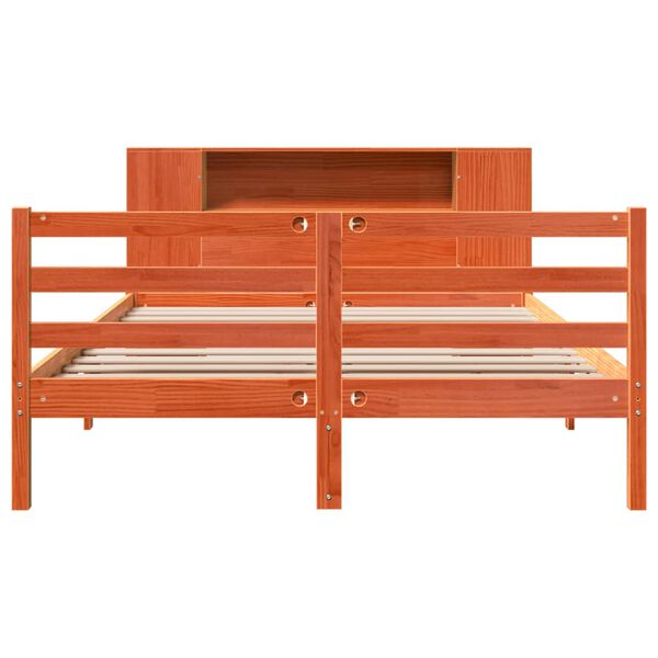 vidaXL Łóżko z regałem, bez materaca, 135x190 cm, drewno sosnowe