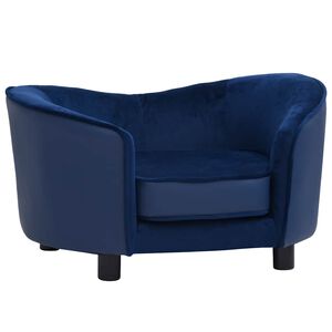 vidaXL Sofa dla psa, niebieska, 69x49x40 cm, plusz i sztuczna sk&oacute;ra