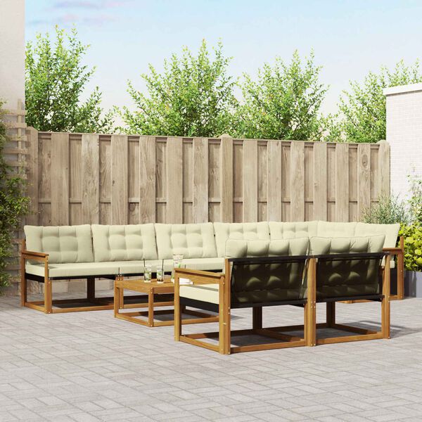 vidaXL Zestaw sof na zewnątrz z poduszką 9 pcs Naturalny i Kremowy