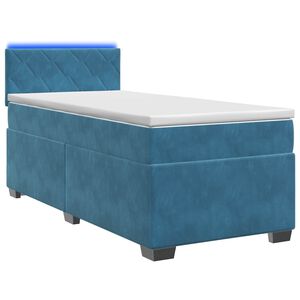vidaXL Ł&oacute;żko Box Spring z materacem i LED niebieski 90 x 190 cm Welur