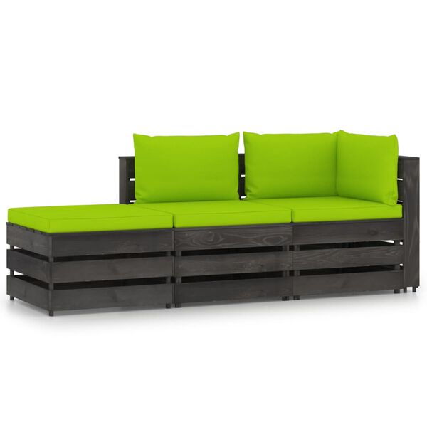 vidaXL 3-cz. zestaw wypoczynkowy do ogrodu, z poduszkami, drewniany