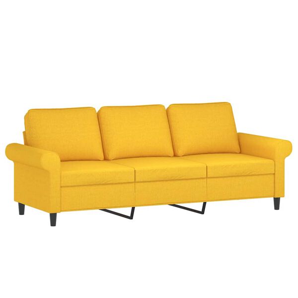 vidaXL 3-osobowa sofa wypoczynkowa z poduszkami, ż&oacute;łta, 180 cm