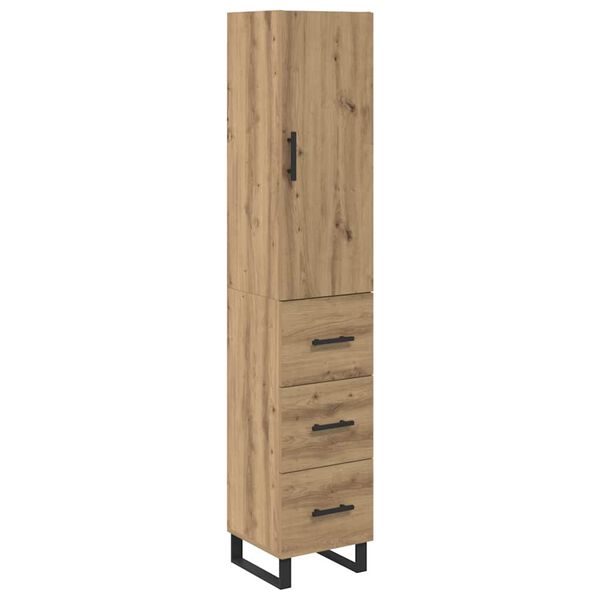 vidaXL Highboard z szufladą Dąb rzemieślniczy 34,5 x 34 x 180 cm