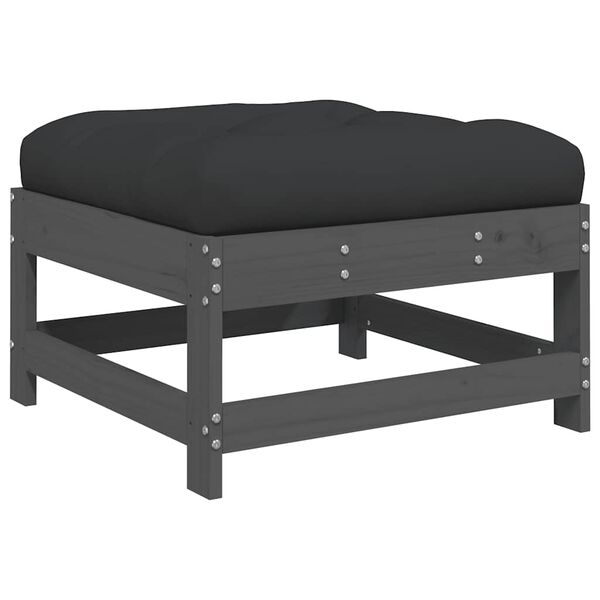 vidaXL Podnóżki ogrodowe z poduszkami, 2 szt., szare, drewno sosnowe