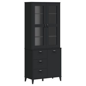 vidaXL Kredens VIKEN, czarny, 80x40x190 cm, lite drewno sosnowe