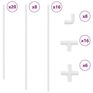 vidaXL Rura PVC 2 pcs Biały 12,2 x 1,8 x 500 mm PP, PE