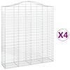 vidaXL Kosze gabionowe, 4 szt, 200x50x220/240 cm, galwanizowane żelazo