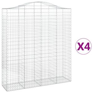 vidaXL Kosze gabionowe, 4 szt, 200x50x220/240 cm, galwanizowane żelazo