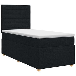 vidaXL Ł&oacute;żko kontynentalne z materacem Czarny 80 x 200 cm tkanina