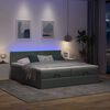 vidaXL Rama ł&oacute;żka otomana z materacami, szara, 200x200 cm, tkanina