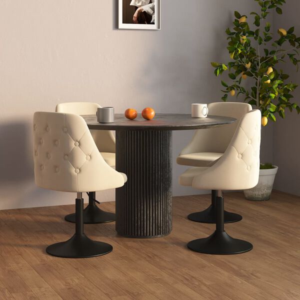 vidaXL Krzesła stołowe, 4 szt., kremowe, obite aksamitem