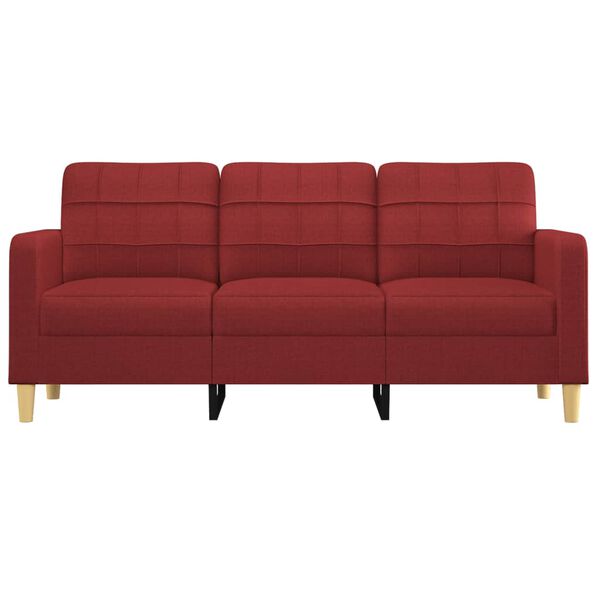 vidaXL Sofa 3-osobowa, winna czerwień, 180 cm,tapicerowana tkaniną
